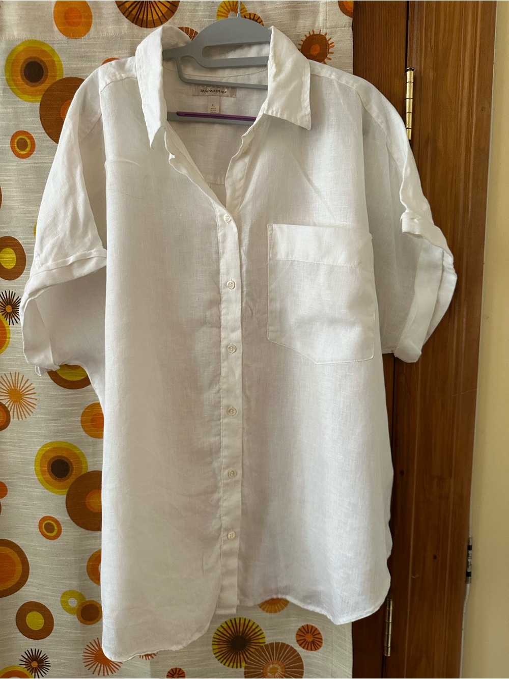 Banana Republic White Linen Button-Down Shirt